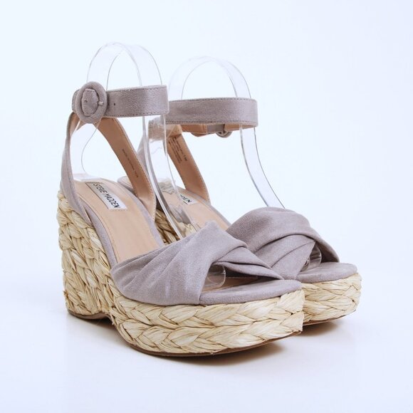Steve Madden Poloma Textile Wedge Sandals Gray Women Size 7.5 - Picture 1 of 12